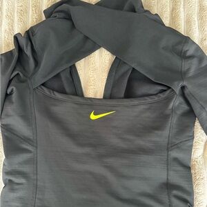 Nike Black Performance Top with Yellow Swoosh